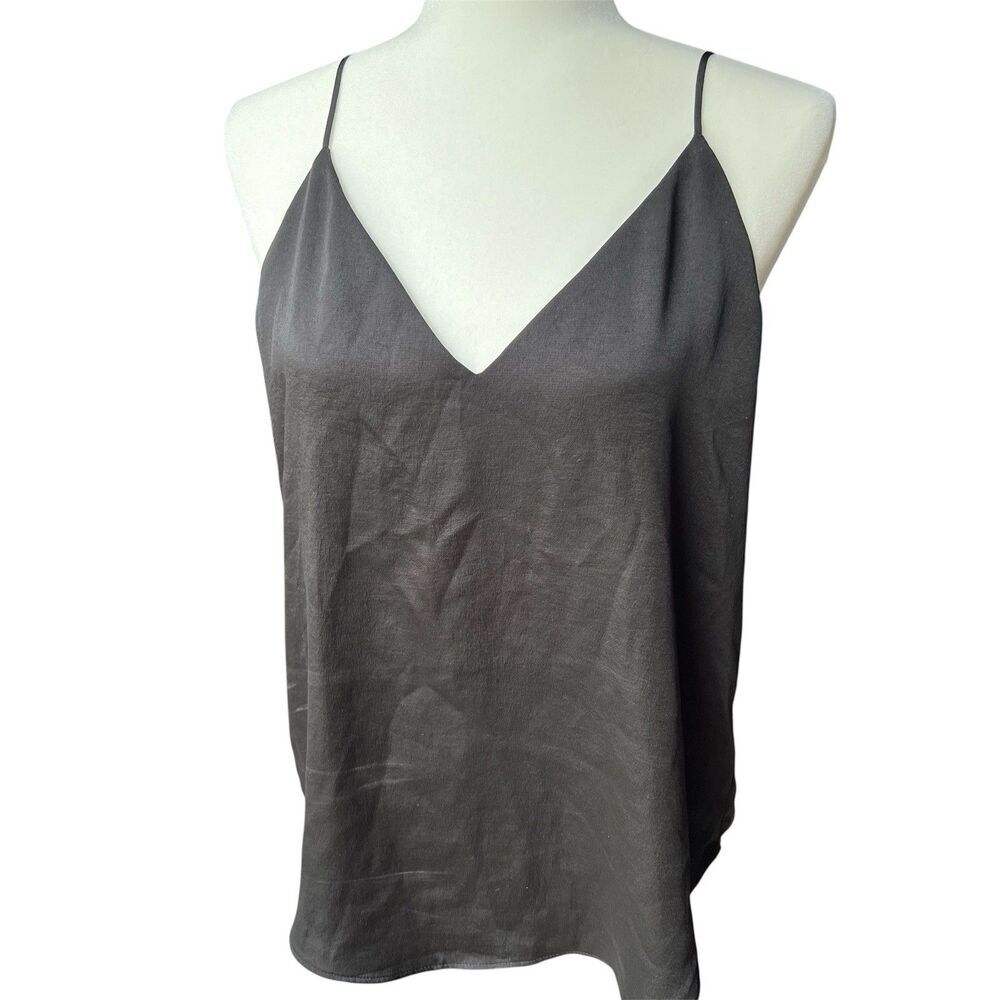 Express Black Y2K Cami Womens Top Thin‎ Strap Size Medium V Neck Plunge Babydoll